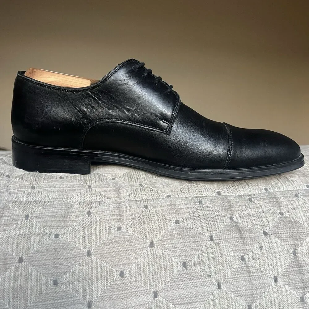 Charles Tyrwhitt‎ Black Leather Cap Toe Oxford Dress Shoes Men's 8 Lace Up Work